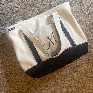 Lands end tote bag, monogrammed M